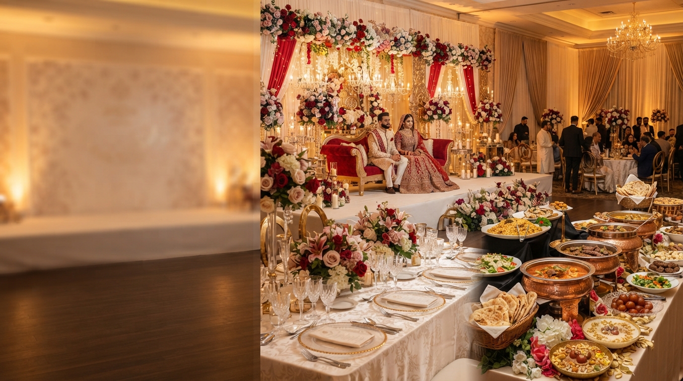 Deen Foods & Caterers event setup showcasing elegant decor